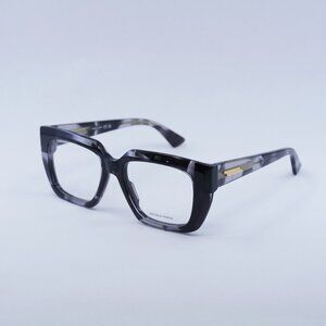 Bottega Veneta BV1032O 008 Eyeglasses Shiny Transparent and Black Frame